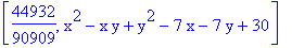 [44932/90909, x^2-x*y+y^2-7*x-7*y+30]